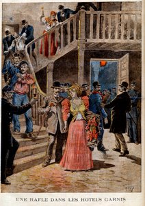 The Arrest of Prostitutes in Parisian Hotels (boarding house) - A roundup in the hotels filled - in 