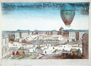 The Balloon Voyage of Francois Pilatre de Rozier (1754-96) over the Chateau de Versailles, 23rd June