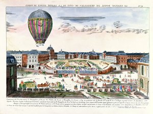 The Balloon Voyage of Francois Pilatre de Rozier over the Chateau de Versailles, 23rd June, 1784 by French School