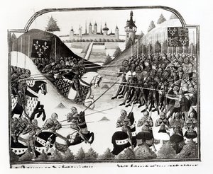 The Battle of Fromigny, 14 April 1450, from Chronique de Charles VII by Jean Chartier by French School