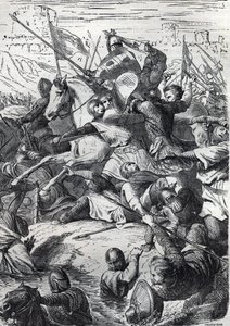 The Battle of Kortrijk (Battle of Golden Spurs) between the King of France and the Flemish Communal Militia on July 11 by French School