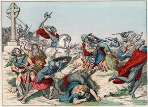 The Battle of Poitiers on 25 October 732 won by Charles Martel - The Battle of Poitiers, 25th October 732, won by Charles Martel (688-741) - Engraving of the end of the 19th century in 