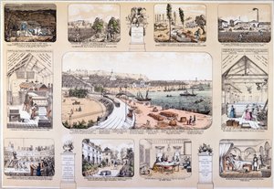 The Benefactors of Mankind, plate depicting Great Inventions, 2nd half of 19th century