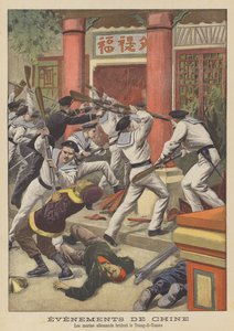 The Boxer Rebellion: German marines burning the Zongli Yamen by French School