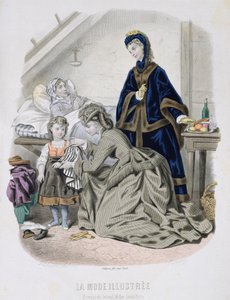 The Charitable Visit, illustration from La Mode Illustree, c.1870