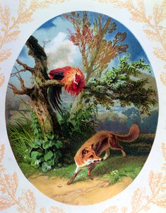 The Cockerel and the Fox, illustration after the fable by Jean de la Fontaine (1621-95) c.1860-80