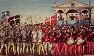 The Cortege of Drummers and Soldiers at the Royal Entry Festival of Henri II into Rouen