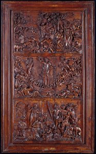 The Credo, Panel I: The Creation of the World, Transfiguration, Annunciation and Nativity, 1587 by French School