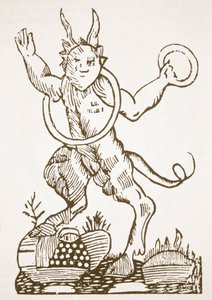 The Devil pointing out Hidden Treasures, copy of an illustration from Le Veritable Dragon Rouge, Lille 1521, used in a History of Magic, published late 19th century by French School