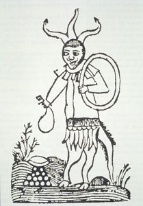 The Devil pointing out Hidden Treasures, copy of an illustration from Le Veritable Dragon Rouge, 2nd version, Lille 1521, used in a History of Magic, published late 19th century
