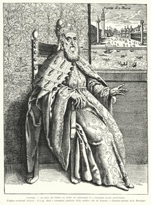 The Doge of Venice in his ceremonial robes, and the old St Mark