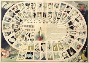 The Dreyfus Affair Game, with portraits of the various individuals involved, late 19th century by French School