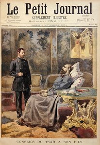 The Dying Tsar Alexander III gives advice to his son the Tsarevich Nicholas