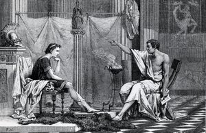 The Education of Alexander the Great (356-323 BC) by Aristotle (384-322 BC) from a book by L. Figuier by French School