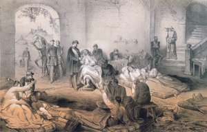 The Emperor Napoleon III visiting wounded soldiers after the Battle of Solferino, 24th June 1859 by French School