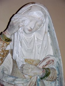 The Entombment (detail of a female saint)