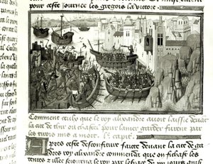 The First Attack on Tyre, from the Histoire du Grand Alexandre by French School