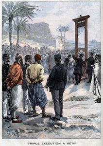 The French guillotine three rebels at Setif in Algeria - in 