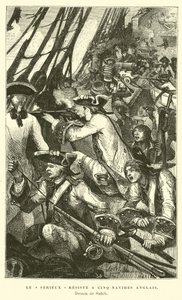 The French Warship Serieux Resisting an Attack from Five British Ships by French School