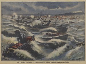 The German steamer Berger-Wilhelm running aground in a storm off Bizerte, Tunisia by French School