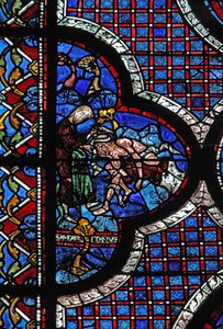 The Good Samaritan Window: A Samaritan Binds His Wounds by French School