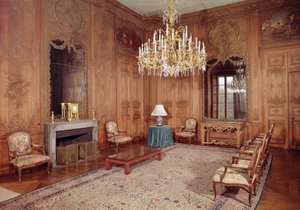 The Great Lounge with Woodwork Attributed to Verbeck and Louis XV Period Furniture Signed by D. Delant and F. Folliot by French School