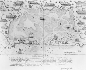 The Harbour of Cape Cod, from Voyages de Sieur Champlain by Samuel de Champlain, Published in Paris, 1613