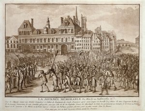 The Heads of Launay and Flesselles Promenaded before the Hotel de Ville by French School
