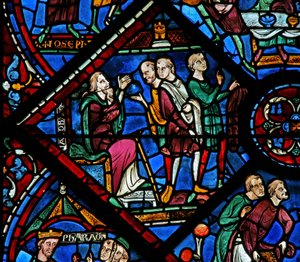 The Joseph Window: Jacob Sends His Sons to Egypt to Buy Food by French School