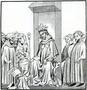 The King of the Franks Dictates the Salic Law, after a Miniature in the Chronicles of St. Denis