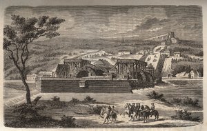 The Machine at Marly - View of the Machine of the Aqueduct of Marly Installed in Bougival - The Aqueduct of Louveciennes (or Marly) for Versailles and the Chateau de Marly in Water - Engraving in 