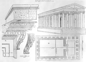 The Maison Carree, illustration from Discours historial de lantique et illustre cite de Nismes by Jean Poldo d