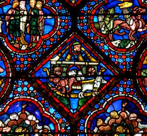 The Noah Window: Noah Watches the Animals as They Leave the Ark by French School