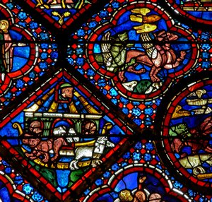 The Noah Window: Noah Watches the Animals as They Leave the Ark by French School