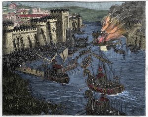 The Normans, Led by Rollo, Besieged Paris in 885, Illustration from France and the French through the Century, 1884 by French School