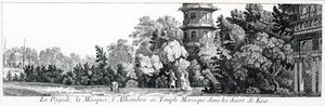 The Pagoda, the Mosque, and the Alhambra or Moorish Temple at Kew, from Jardins Anglo-Chinois a la Mode, by George Louis le Rouge, published 1775-78 by French School