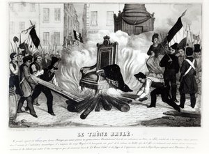 The People Burning the Throne at the Place de la Bastille, 1848 by French School