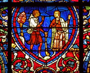 The Prodigal Son window: returns to his father by French School