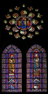 The Prophet Hosea; Another Figure, the Arms of Mauclerc; Virgin and Child Above by French School