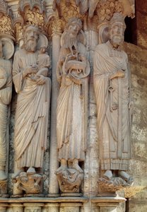 The Prophet Simeon, St. John the Baptist and St. Peter, jamb figures from the right hand side of the central door of the north portal