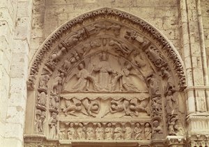 The Royal Portal, north door, tympanum depicting the Ascension, c.1145-50 by French School
