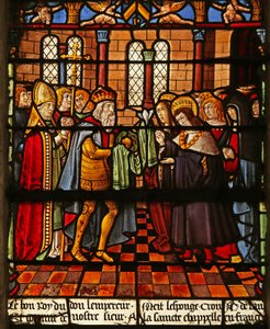 The St Louis Window: The Emperor Offers Relics of the Instruments of the Passion by French School