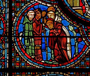 The St Lubin Window: St Avit Blesses Lubin and the Two Monks