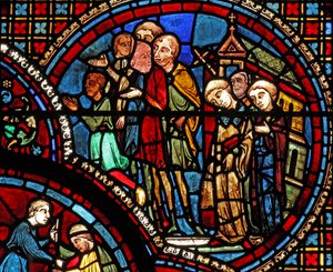 The St Lubin Window: A Procession Leaves a Church