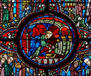 The St Lubin Window: Drawing the Wine in the Cellar by French School