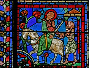 The St Martin Window: The Saint Divides Cloak by French School
