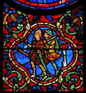 The St Martin window: two brigands by French School