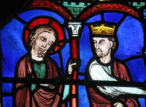 The St Thomas Window: He is Shown Gold by the King by French School