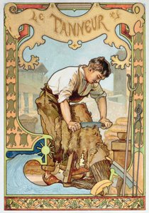 The Tanner, illustration from a book on the crafts, c.1899 by French School
