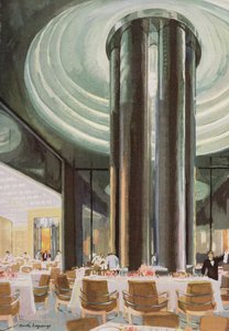 The Tourist class dining room aboard the Normandie by French School